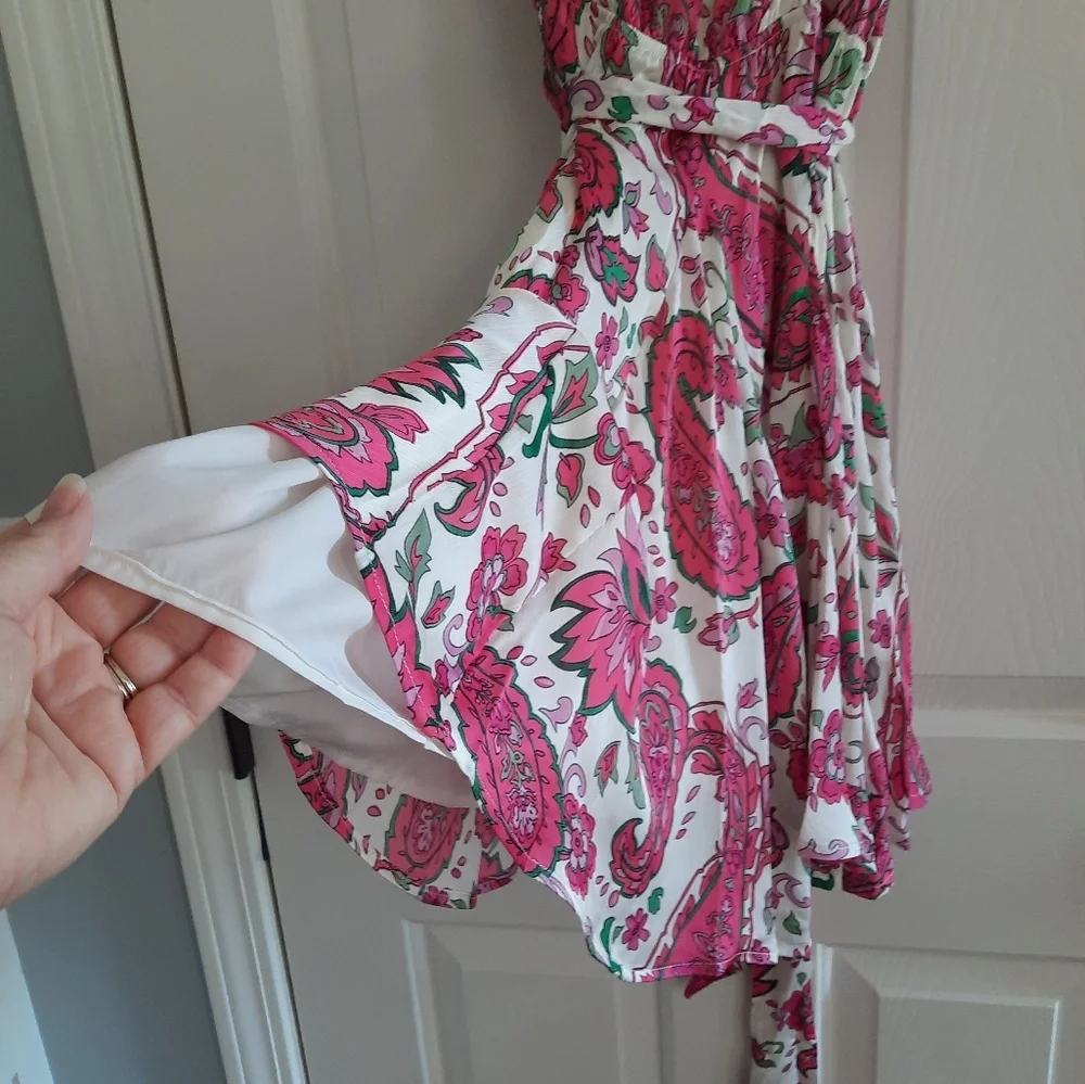Kori America Floral Paisley Sun Dress Sleeveless Tie Belt Size M - Picture 8 of 8